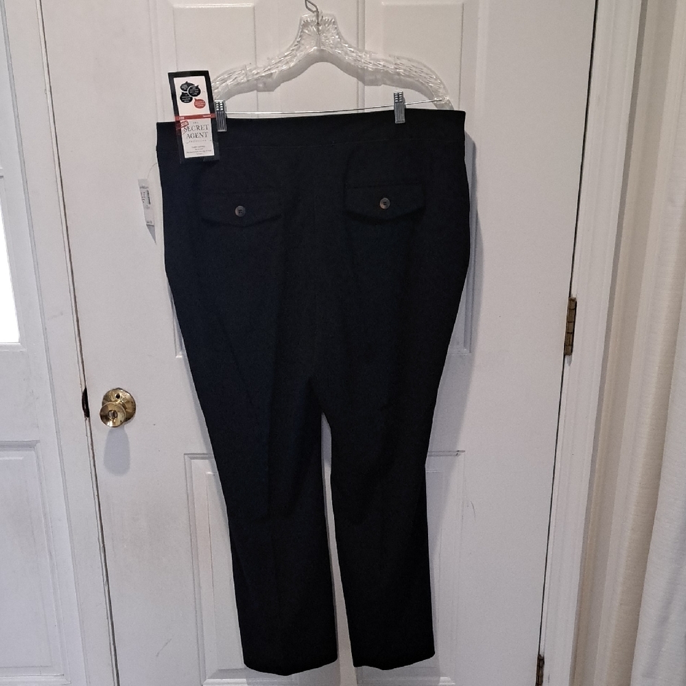 Dress Barn Secret Agent Black Trousers with Fake Buttoned Pockets